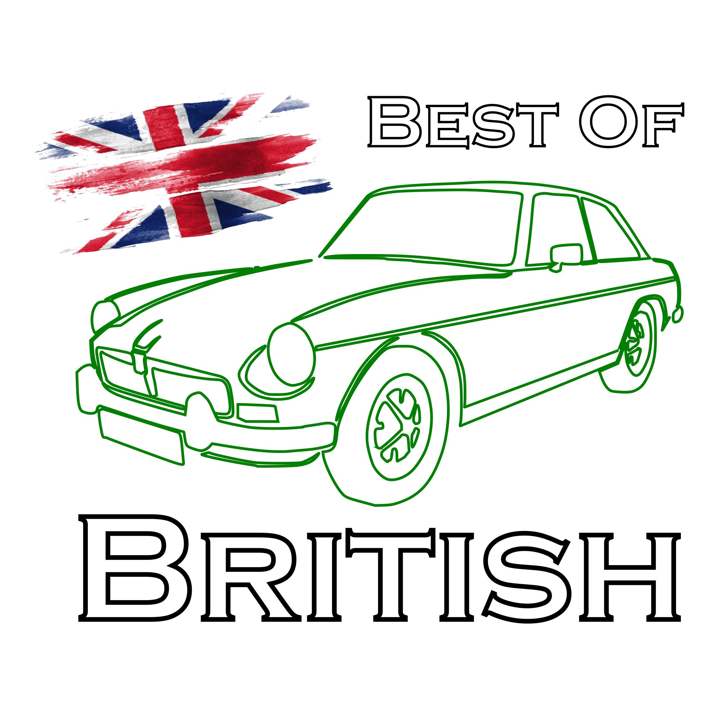 MGB GT Line Design with Text Best of British Text and Union Flag Printed Tee T-Shirt - Image 5