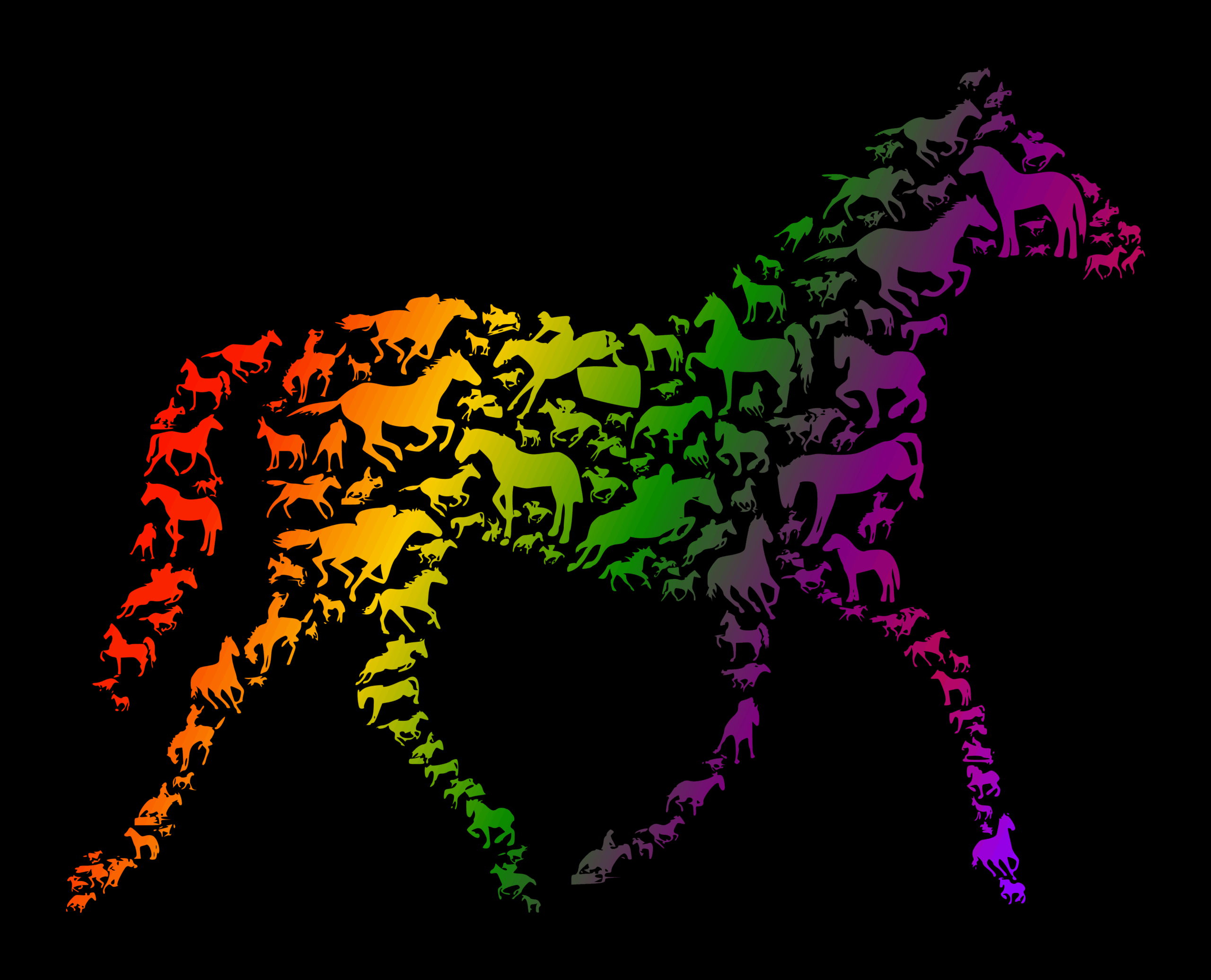 Horse in Horse Rainbow Design Print Tee T-Shirt with Optional Customised Text