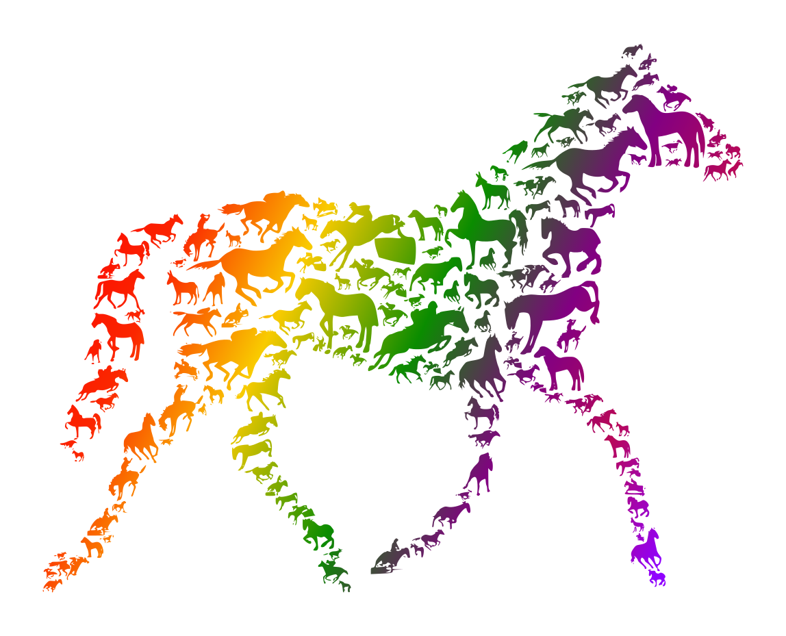 Horse in Horse Rainbow Design Print Tee T-Shirt with Optional Customised Text - Image 7