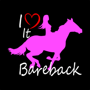 Galloping Horse & Rider Design with Naughty Text "I ❤️ it Bareback" Print Tee T-Shirt